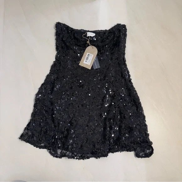 Everleigh Strapless Black Sequin Mini Dress • Size M • Sold Out - Picture 4 of 9